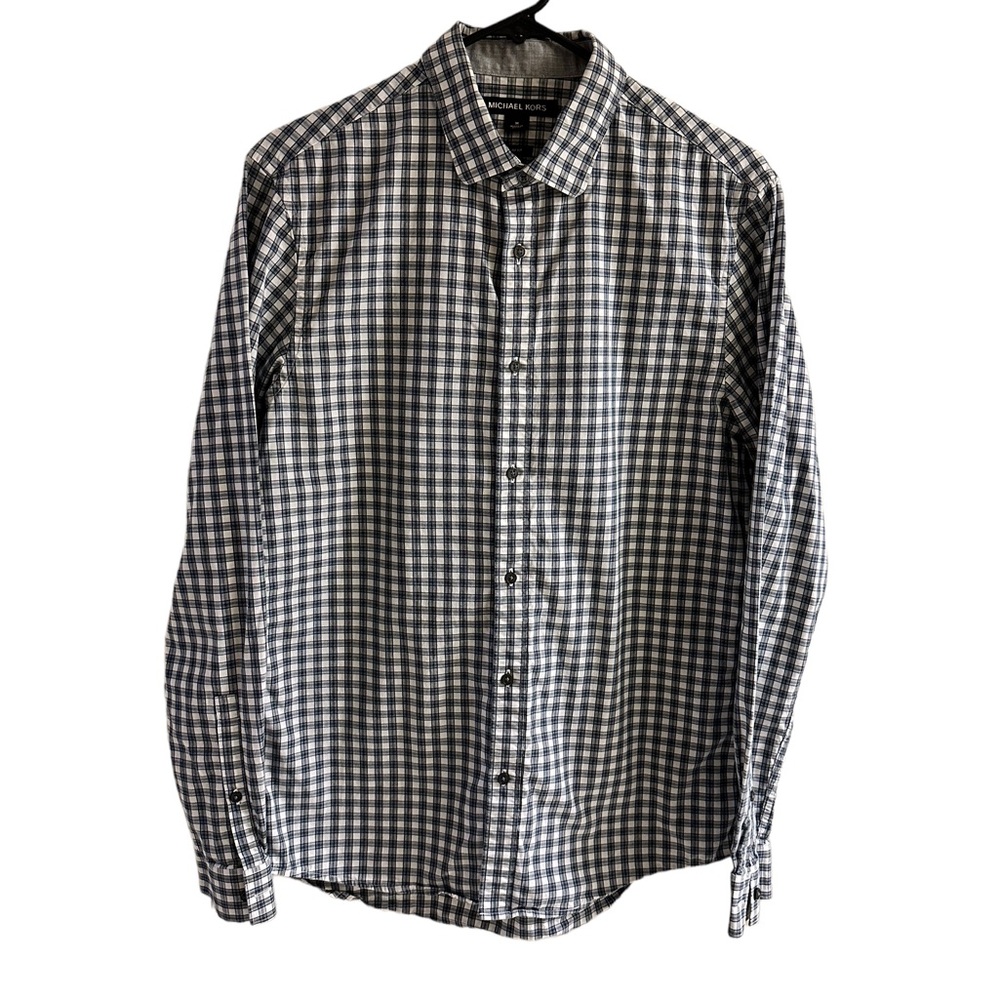Michael Kors Slim-Fit Gingham Cotton Shirt (Size: Medium) - Picture 2 of 5